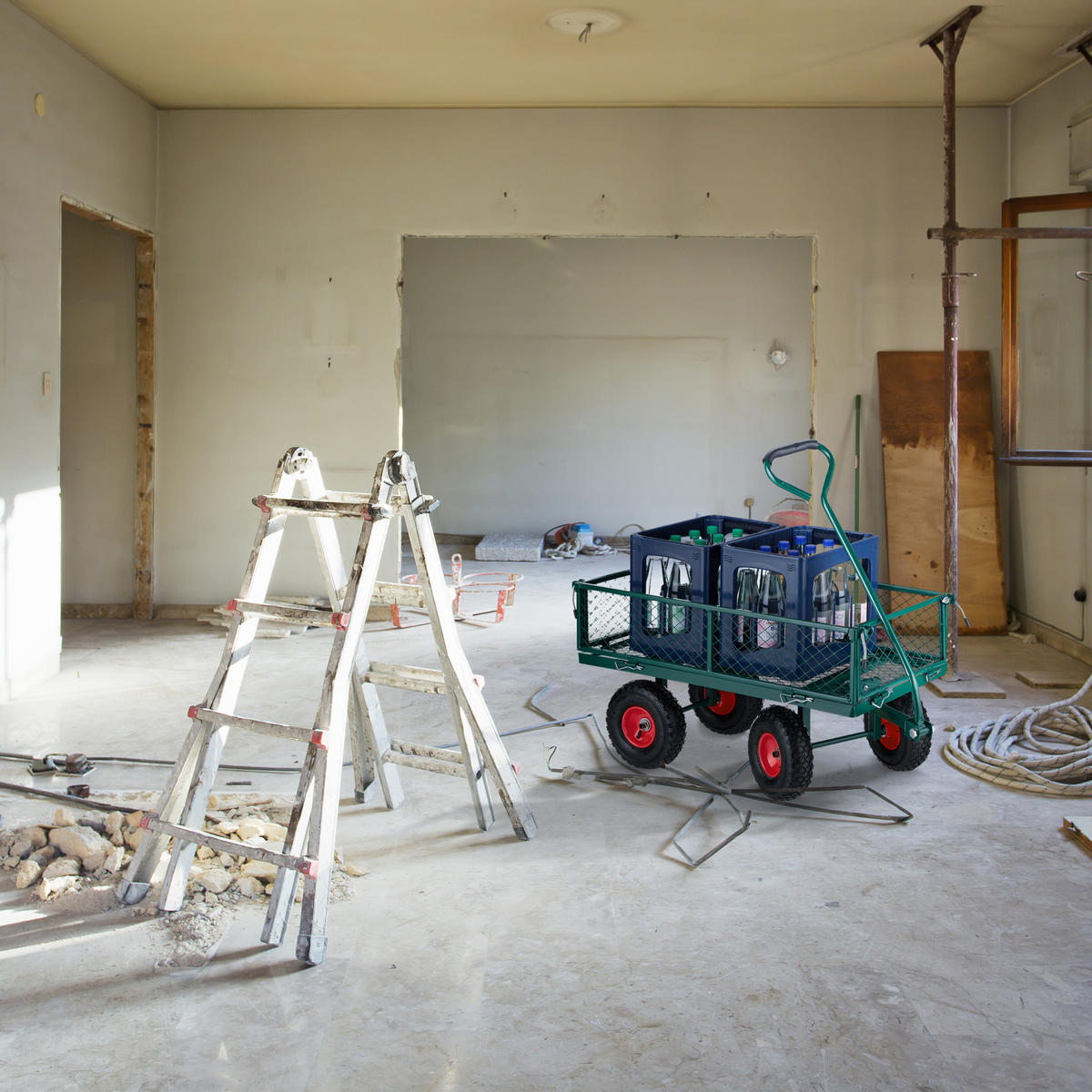 HANDWAGEN - Dunkelgrün, Kunststoff/Metall (50/50/110cm) - Relaxdays