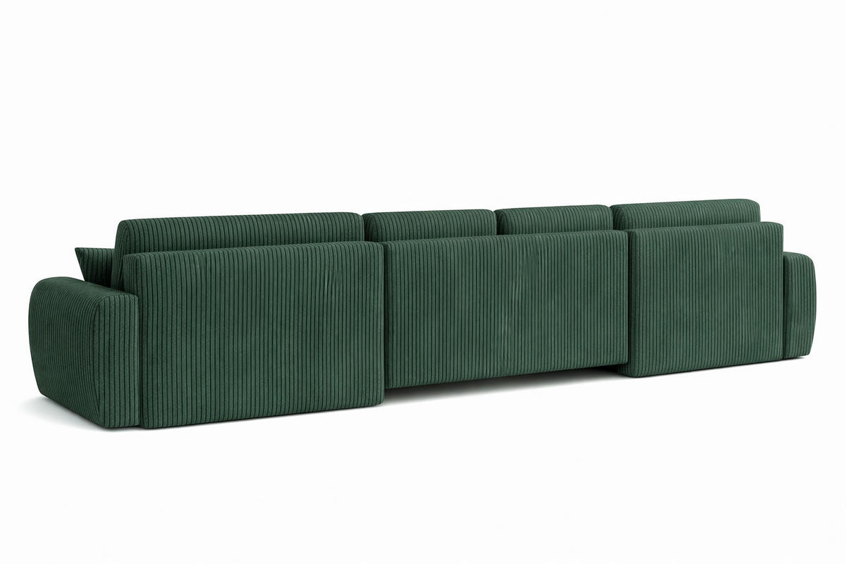 ECKSOFA Mit Schlaffunktion Und Bettkasten U-Form Ivo U, Cordstoff Poso, Grün - Grün, Holz (342/142cm) - Kaiser Möbel