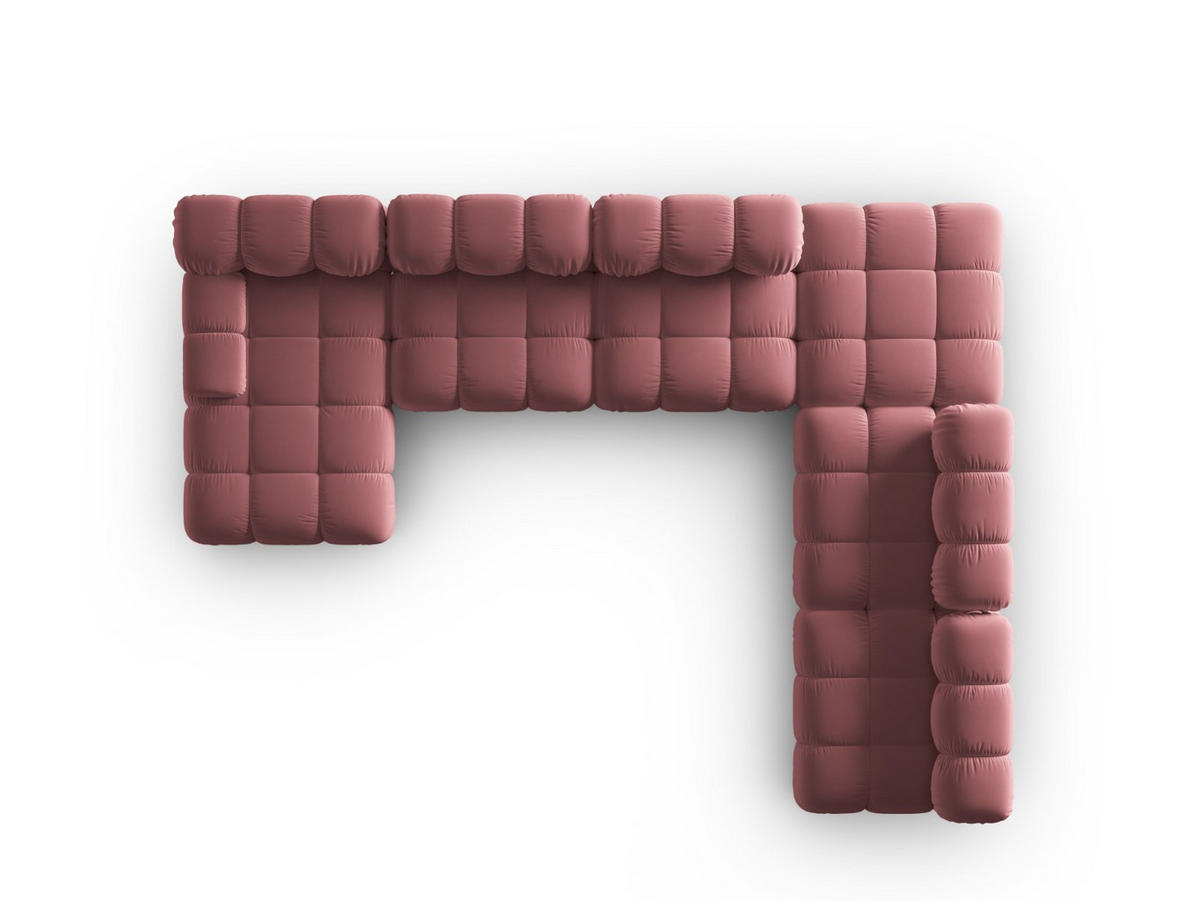 MODULARES-PANORAMASOFA rechts Bellis aus Samt rosa 7 Sitzplätze - Pink, Textil (282/63/379cm) - Micadoni