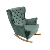 SCHAUKELSESSEL mit gepolstertem Sitz und Armlehnen, 102x81x95 cm, Grün_29853 - Smaragdgrün/Buchefarben, Holz/Textil (81/102/95cm) - DomoHome