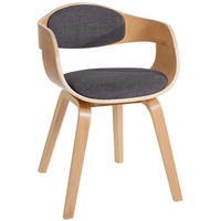 ARMLEHNENSTUHL Stoff Natura/Hellgrau - Eukalyptusholzfarben/Hellgrau, Holz/Textil (49/73/46cm) - CLP