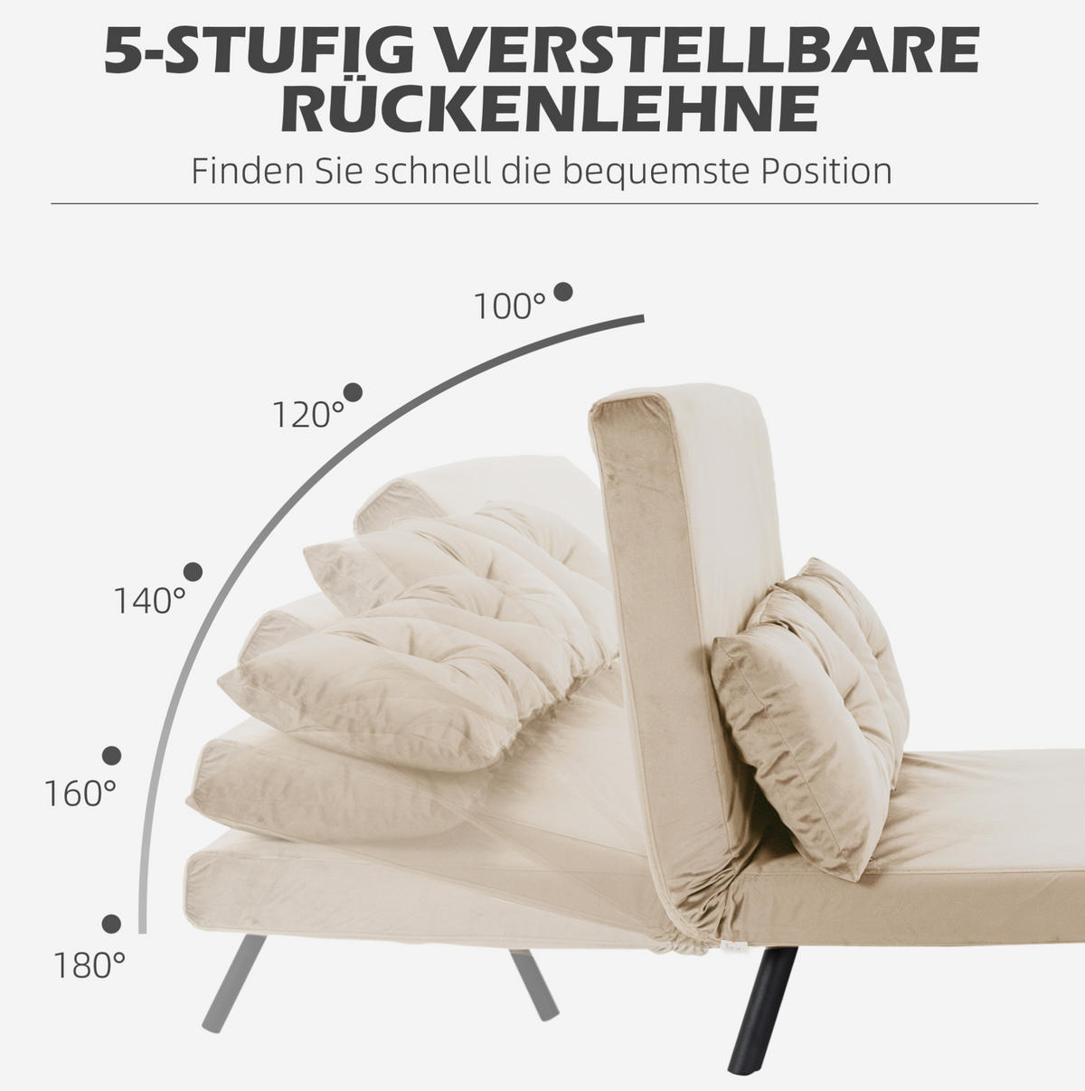 SCHLAFSESSEL mit Bettfunktion verstellbar 102 x 73 x 81 cm Beige - Beige, Holzwerkstoff (102/81/73cm) - Meubliv