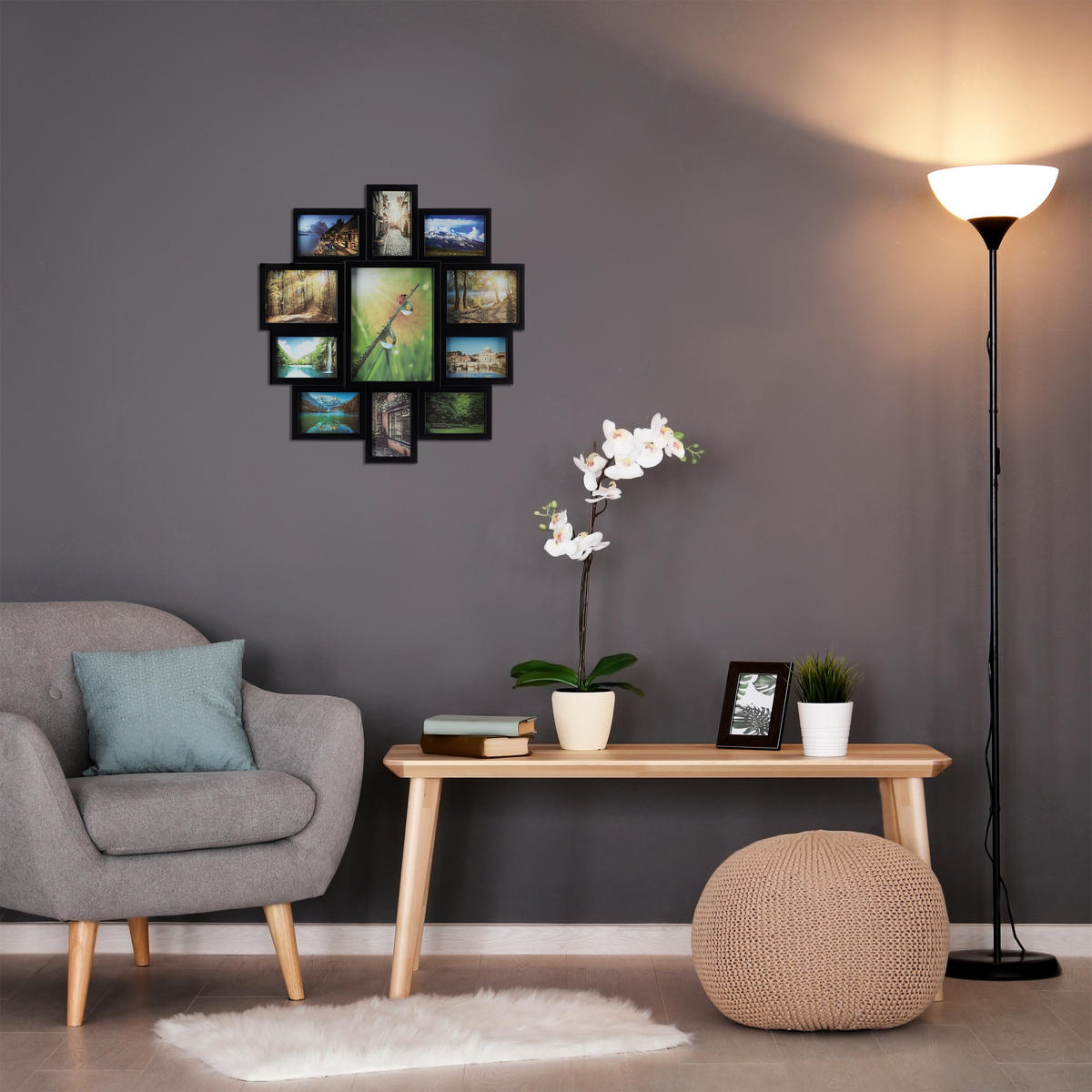 BILDERRAHMEN - Schwarz, Holzwerkstoff/Wellpappe (61.5/2/61.5cm) - Relaxdays