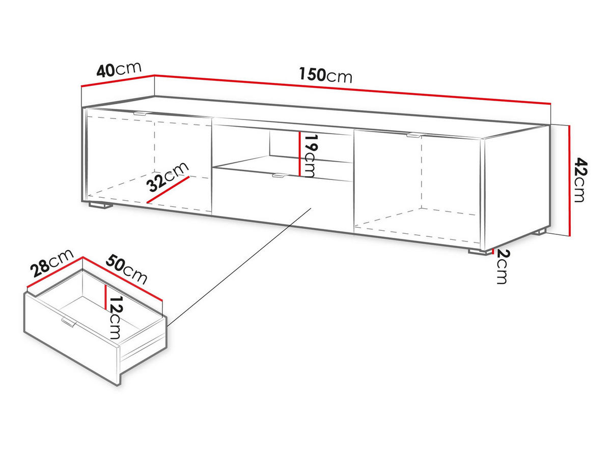 TV-ELEMENT Cyliza 2K1SZ - Eichefarben/Graphitfarben, Holzwerkstoff/Kunststoff (179/43/40cm) - MIRJAN24