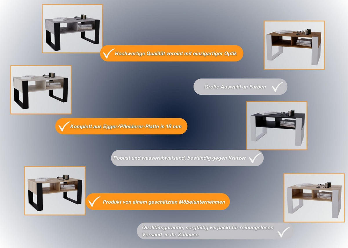 COUCHTISCH Kora92 92/45/53,6 - Schwarz, Holzwerkstoff (54/92/45cm) - RAUMHIRSCH FURNITURE