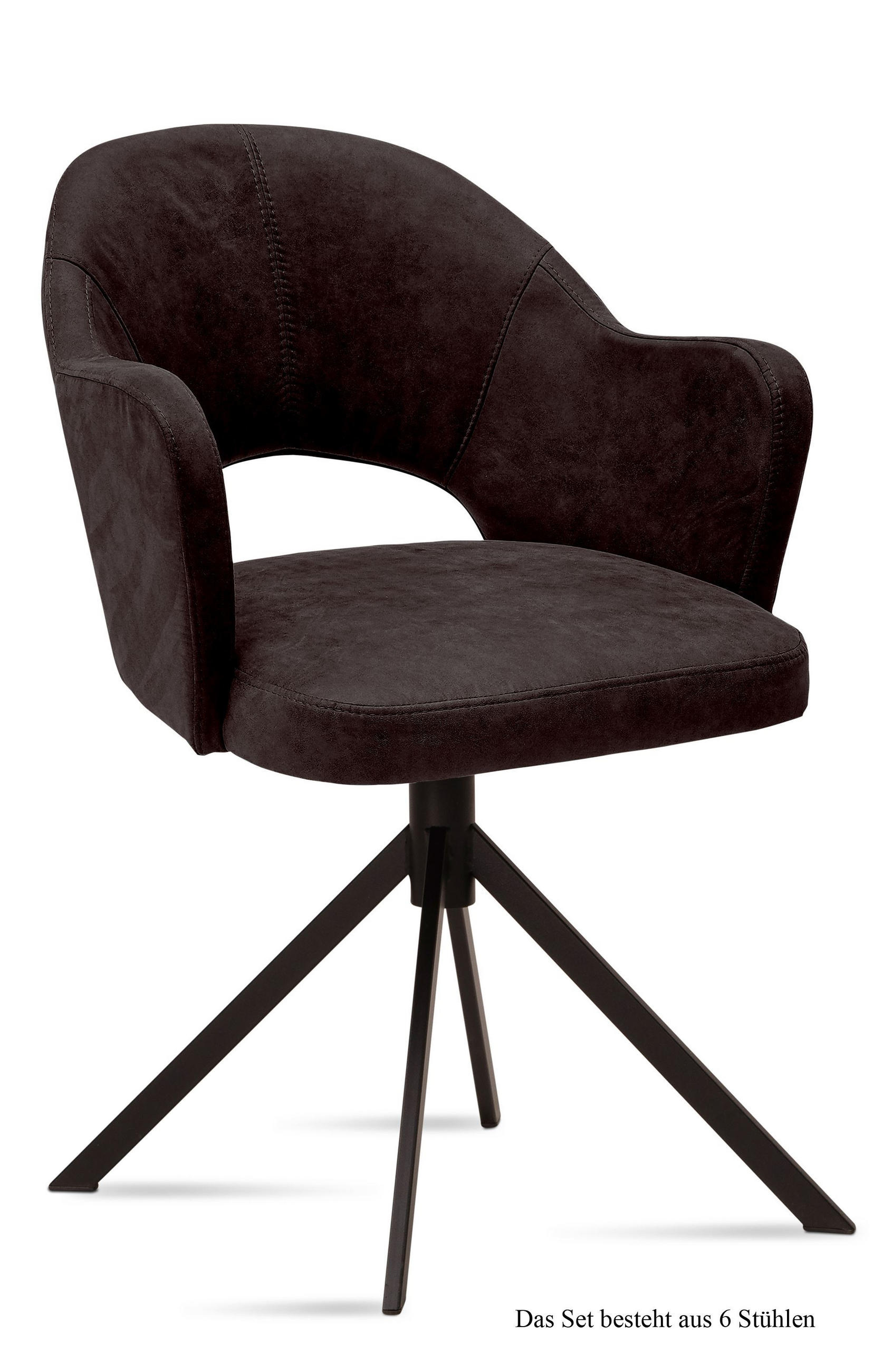 ARMLEHNSTUHL (6er-Set) Dunja 59x87x61 Schwarz/Espresso - Dunkelbraun/Schwarz, Kunststoff (61/87/59cm) - 58aufmkessel