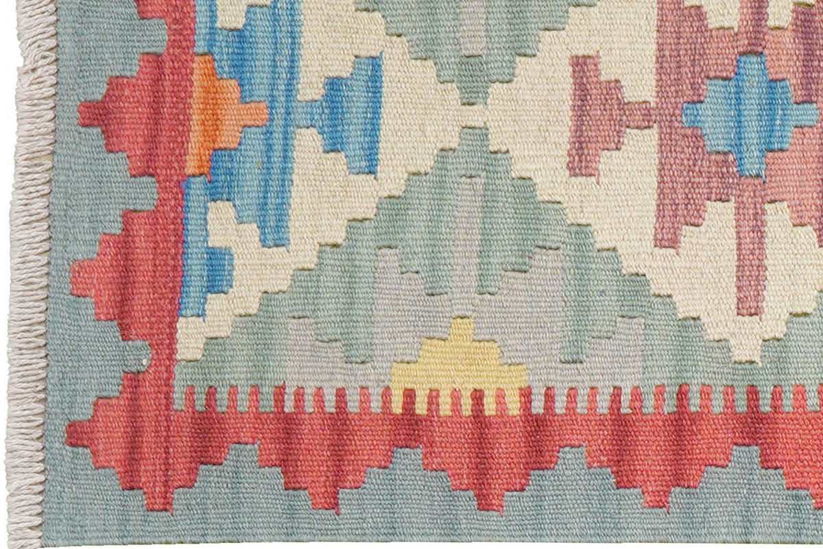 LÄUFER Gashgai Kelim Blau, Bunt 186/55 cm Schurwolle - Multicolor, Textil (55/186cm) - Looma