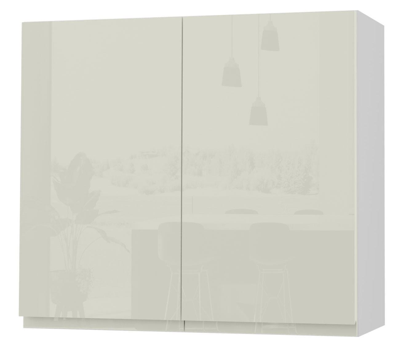 Feldmann-Wohnen Hängeschrank Weiß Hochglanz, Weiß 80x72x32.5 cm
