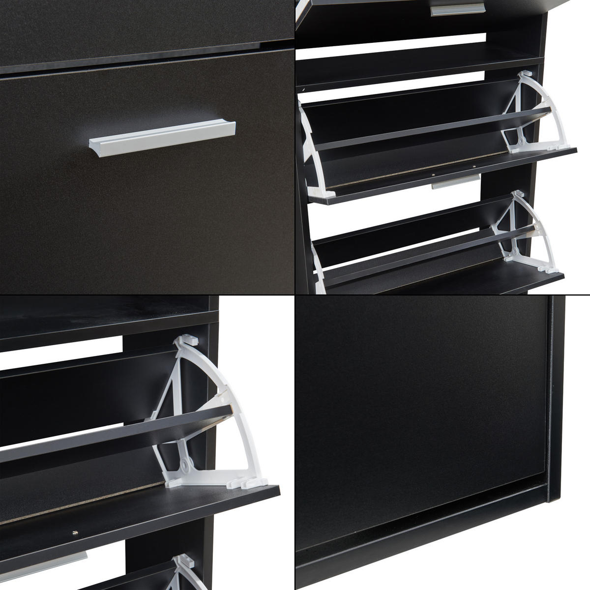 SCHUHSCHRANK Sykkylven - Schwarz, Holzwerkstoff (60/169/24cm) - [en.casa]