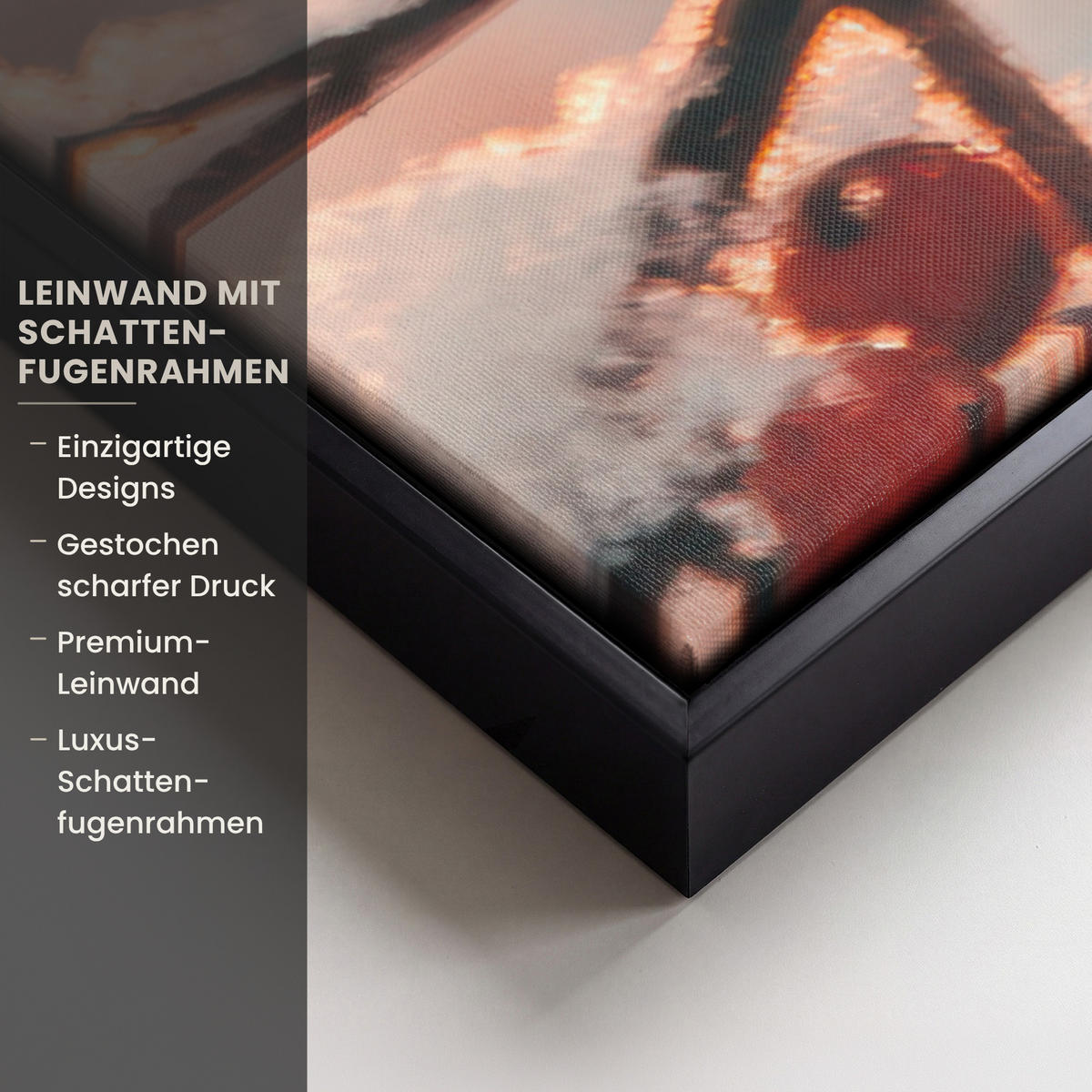 LEINWAND Bilder mit Rahmen - Vogel - Zweig - Winter - Tiere - Schnee - 90x90 - Bernsteinfarben, Textil (90/90cm) - MuchoWow