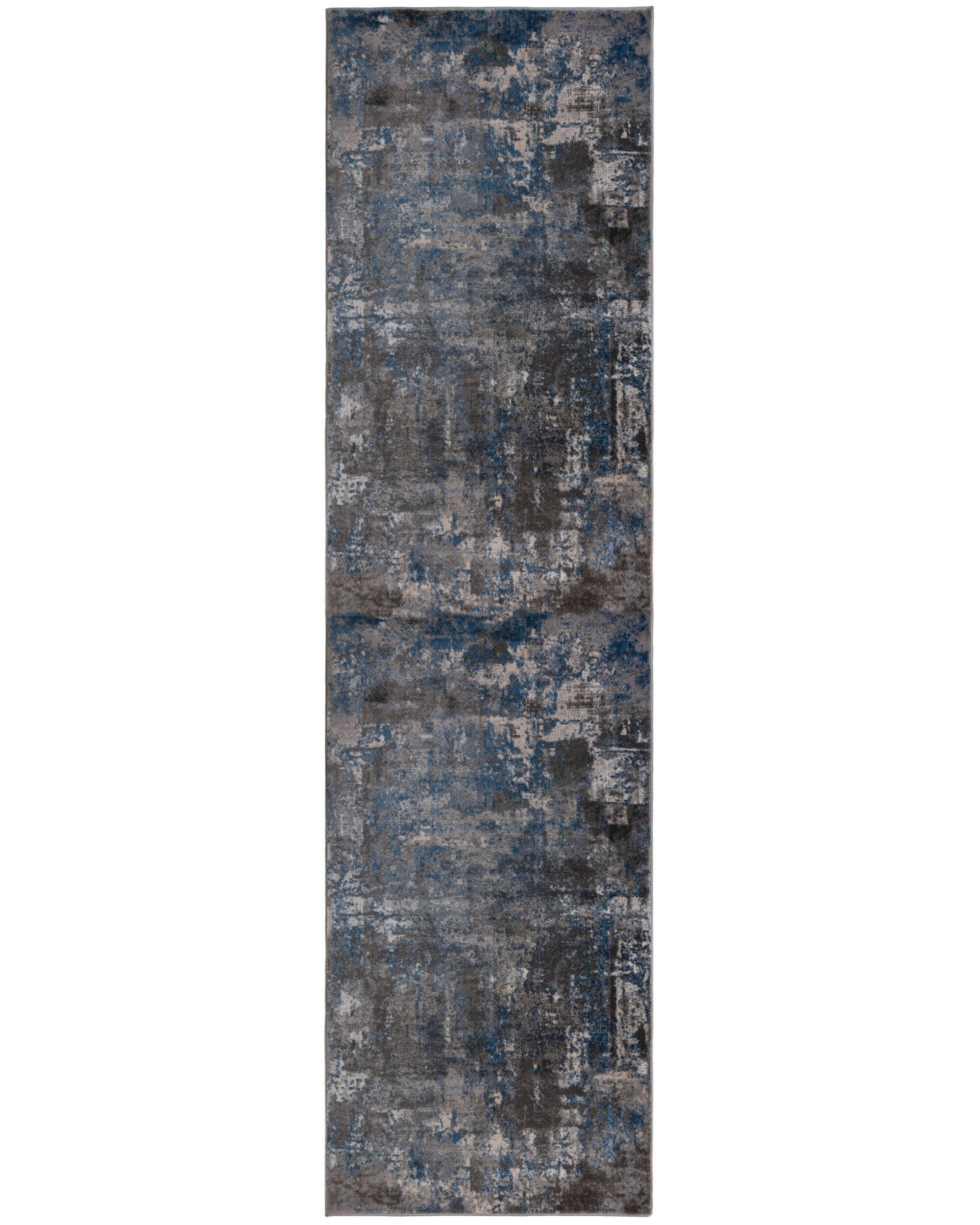 TEPPICH Kunst-Abstrakt-Muster DEE, Blau-Grau 80x300 cm - Blau, Textil (80/300cm) - KADIMA DESIGN