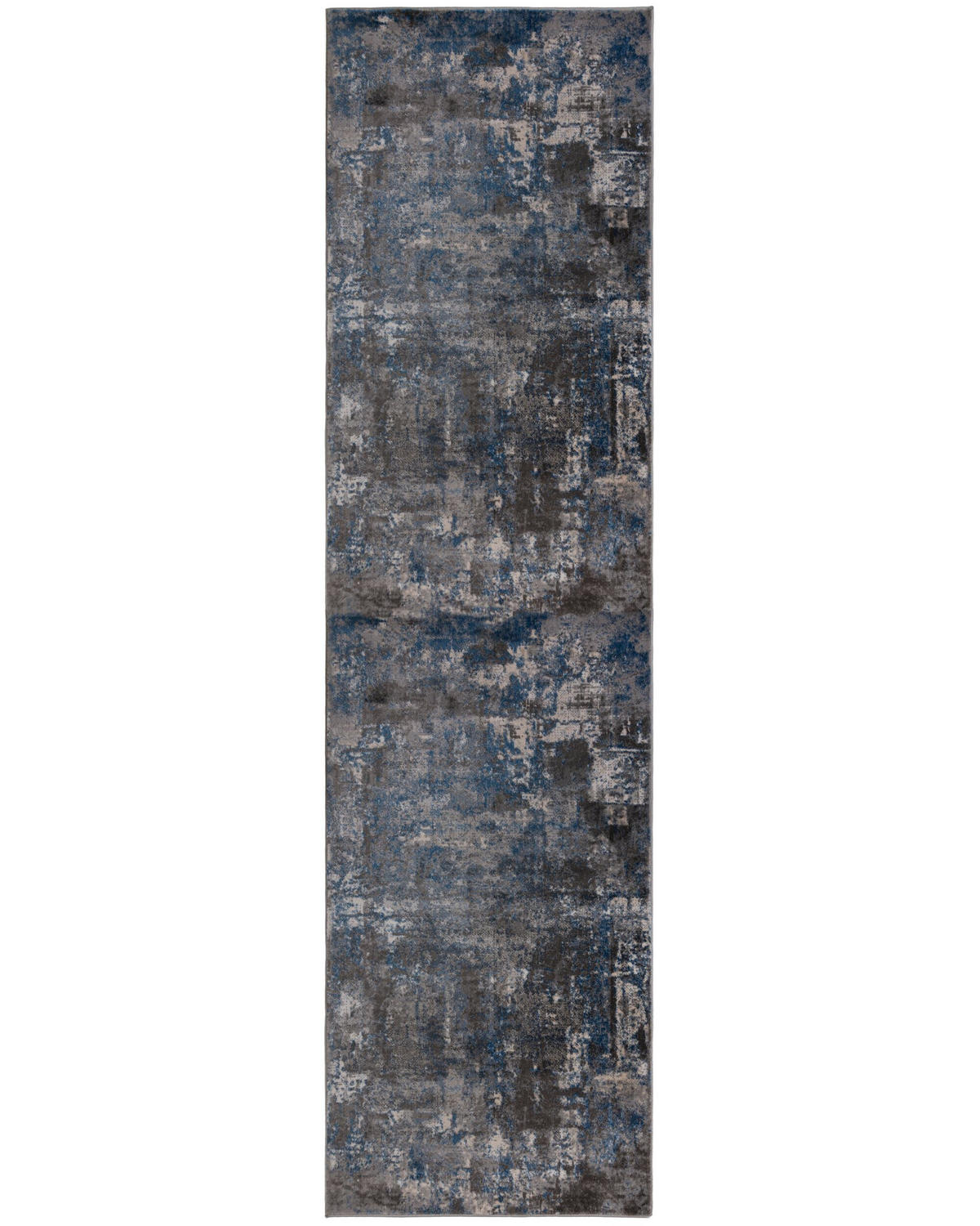 TEPPICH Kunst-Abstrakt-Muster DEE, Blau-Grau 80x300 cm - Blau, Textil (80/300cm) - KADIMA DESIGN