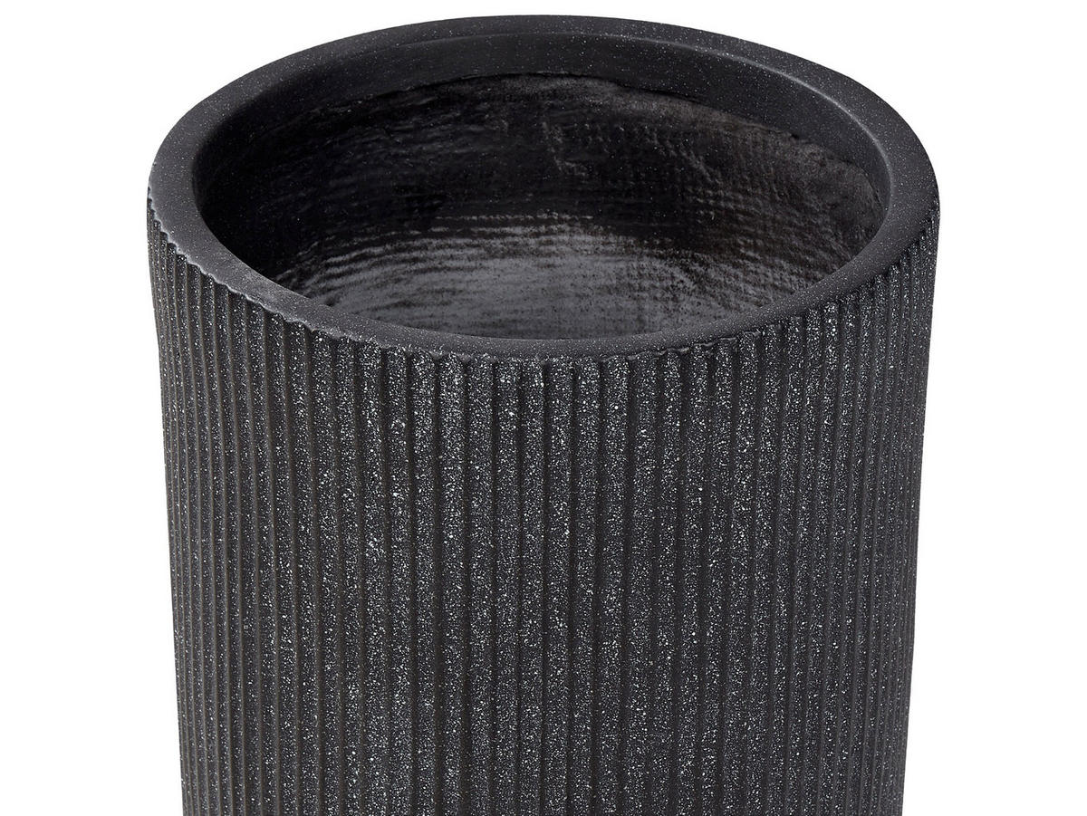 BLUMENTOPF schwarz rund 30/30/49 cm Eantio - Schwarz, Naturmaterialen (49cm) - Beliani