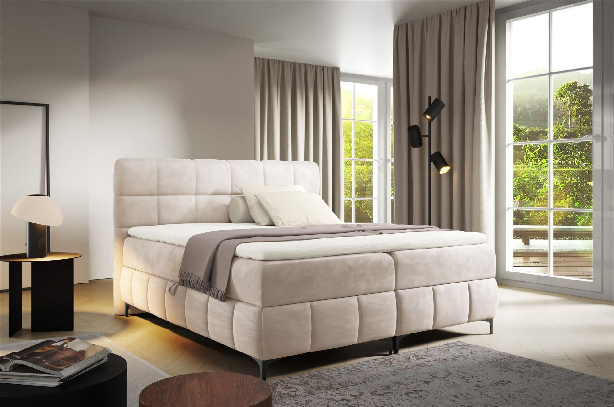 BOXBETT Sophie In Salvador - Beige, Holzwerkstoff/Textil (100/200cm) - Fun Möbel