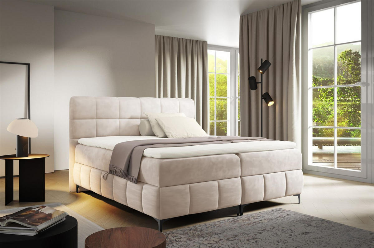 BOXBETT Sophie In Salvador - Beige, Holzwerkstoff/Textil (100/200cm) - Fun Möbel