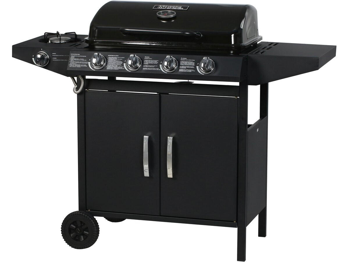 GASGRILL festa 5 Schwarz - Grau, Metall (51.5/95/120cm) - Habitat Garten