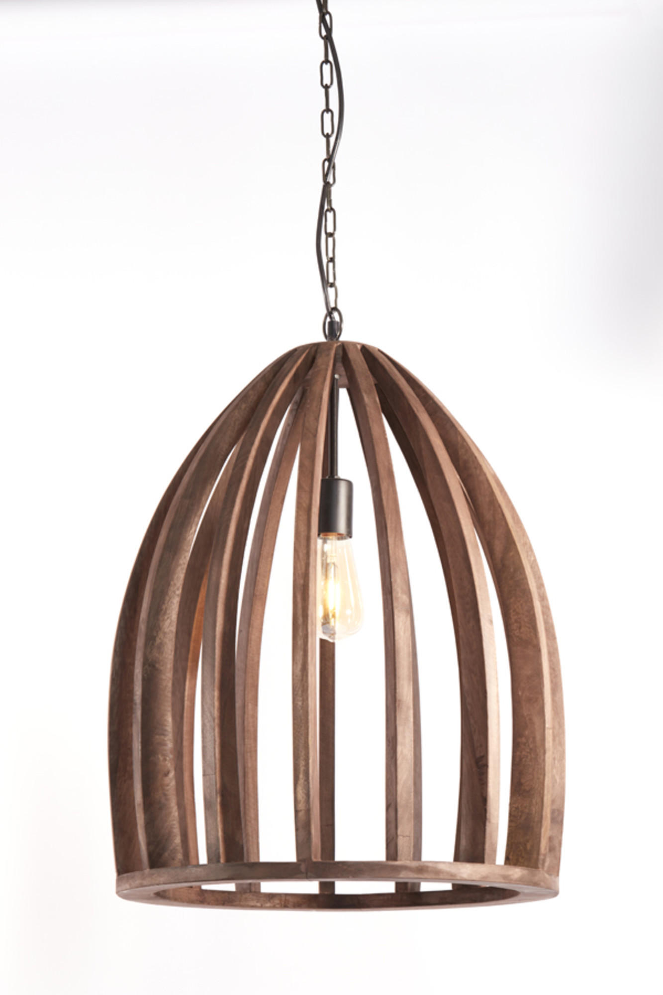 HÄNGELAMPE Haranka Braun Ø47/56 cm - Braun, Holz (47/47/56cm) - Light & Living