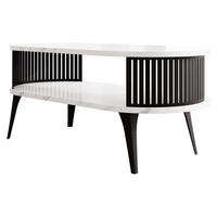 COUCHSITCH Roenni Oval - Schwarz/Weiß, Holzwerkstoff/Metall (100/50/44cm) - MIRJAN24