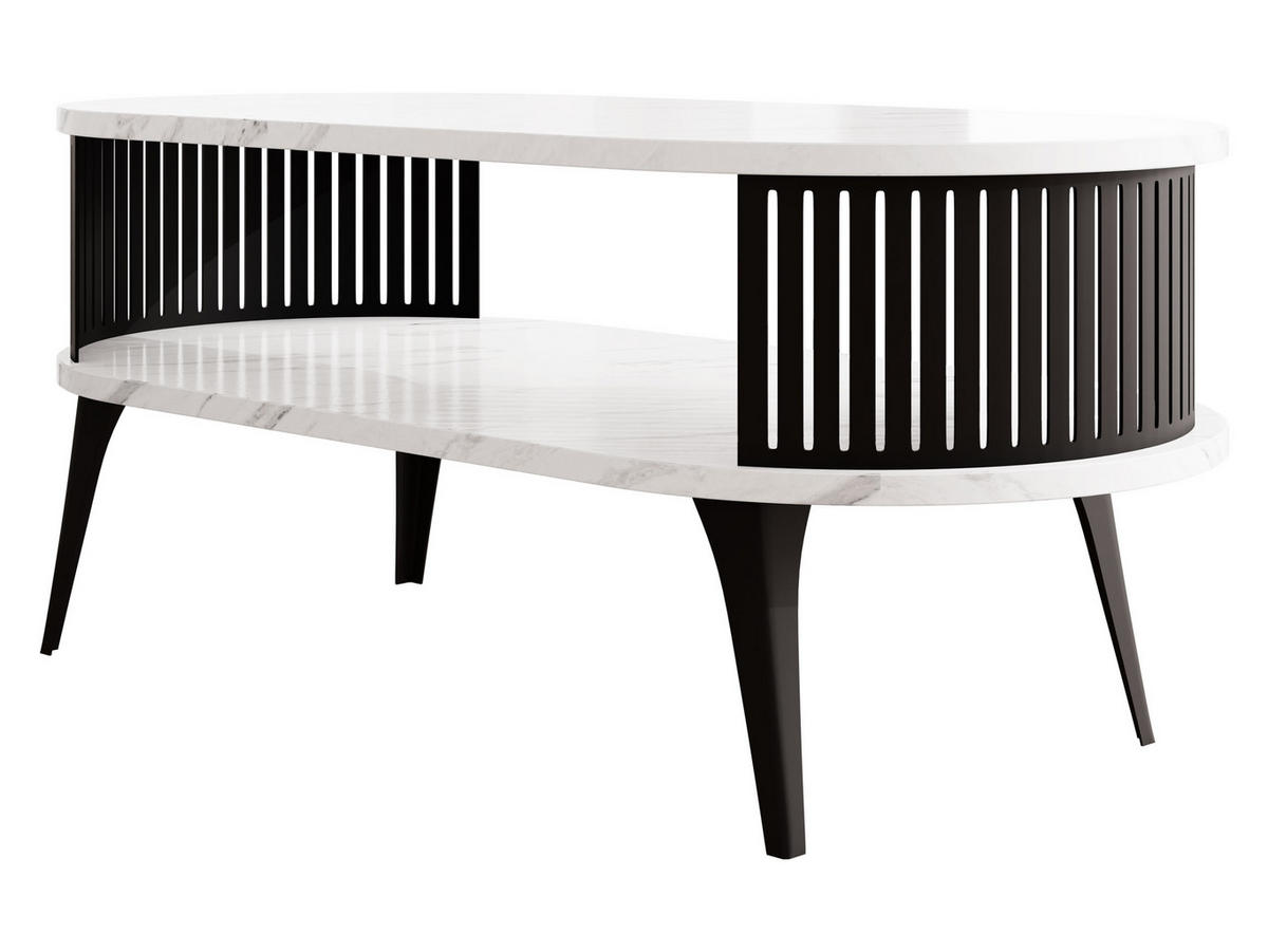 COUCHSITCH Roenni Oval - Schwarz/Weiß, Holzwerkstoff/Metall (100/50/44cm) - MIRJAN24