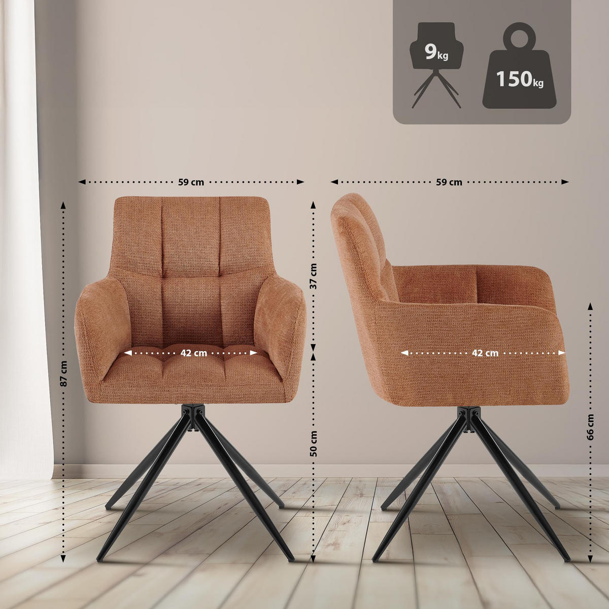 Schwarz/Orange, Textil/Metall (59/87/59cm) - CLP