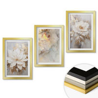 WANDBILDER 3er Set - 20x30 cm Goldrahmen - Blumen heller abstrakter Hintergrund - Goldfarben, Kunststoff (20/30cm) - ArtPrintCave