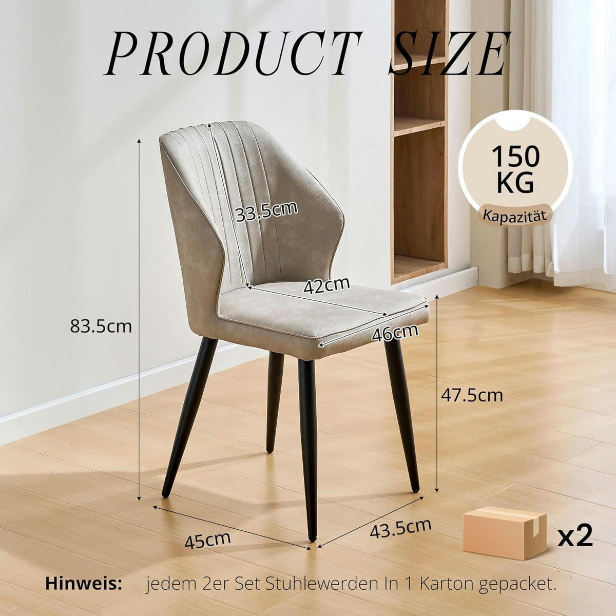 ESSZIMMERSTÜHLE 4er Set Retro Kunstleder, gepolstert mit Rückenlehne in Beige - Beige, Kunststoff (47/85/44cm)