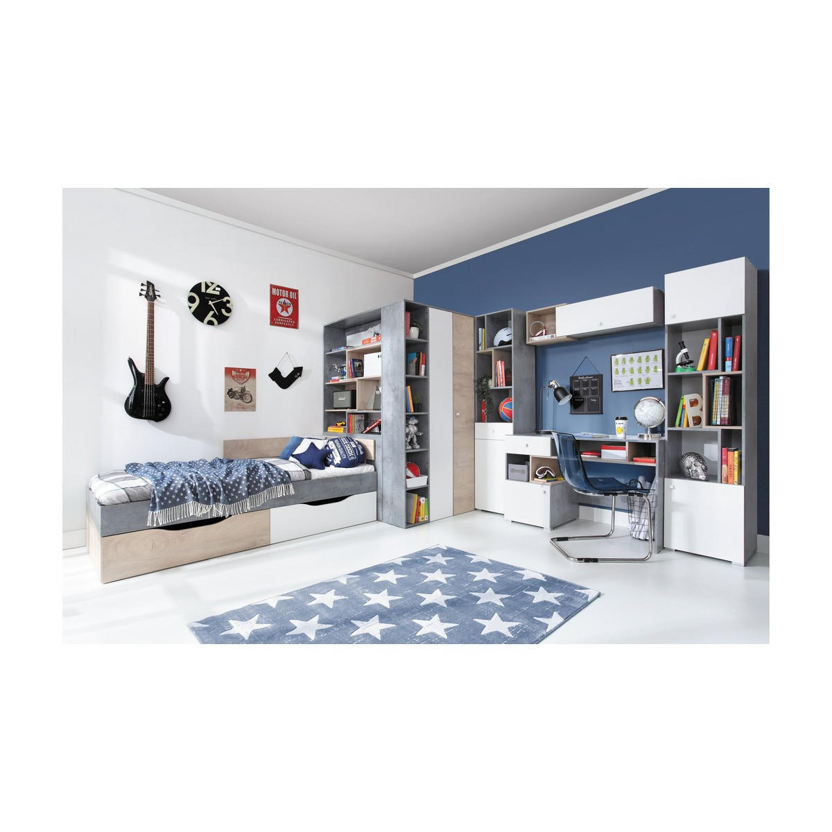 SCHLAFZIMMER Set 6-tlg. SIGMA System – Weiß / Sonoma Eiche - Eichefarben, Holzwerkstoff (135/190/135cm) - hi-markt