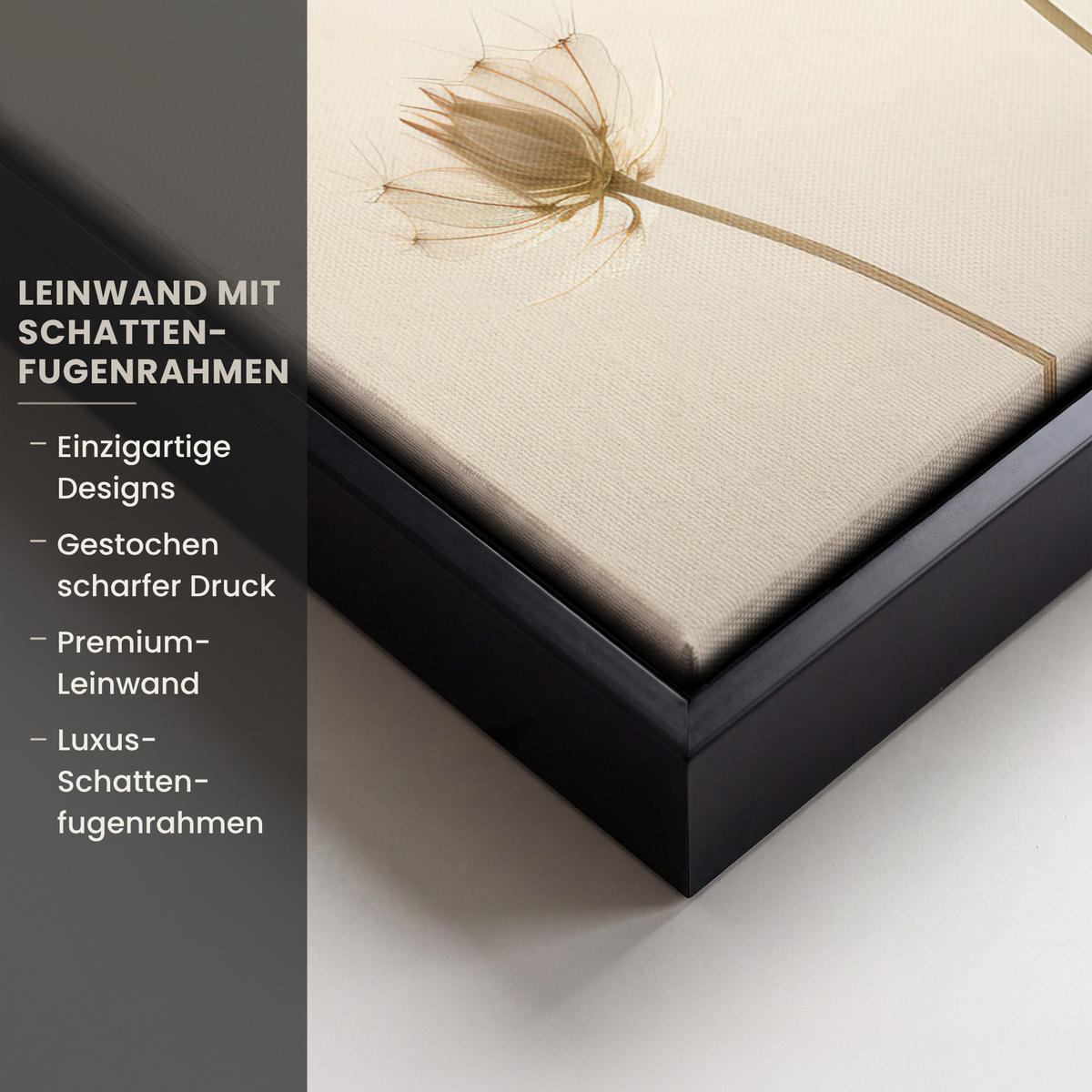 LEINWAND Bilder mit Rahmen - Sonnenlicht - Löwenzahn - Botanisch - Blumen - 30x20 - Creme, Textil (30/20cm) - MuchoWow