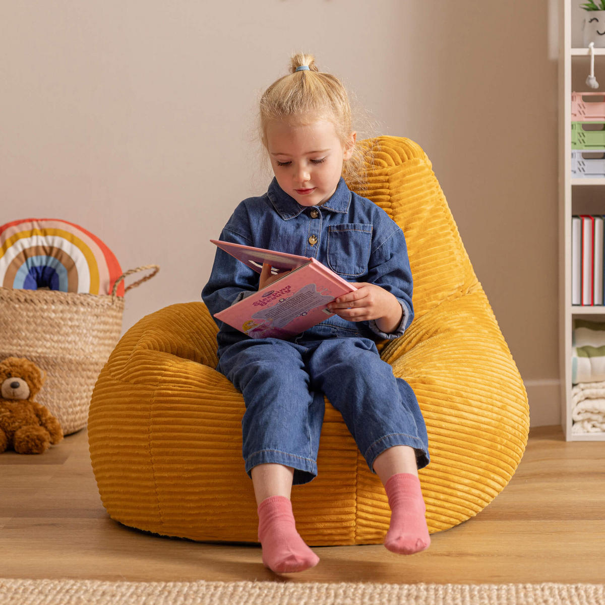 SITZSACK für Kinder Sessel aus Cord 2-tlg. - Gelb, Textil (69/59/65cm) - icon