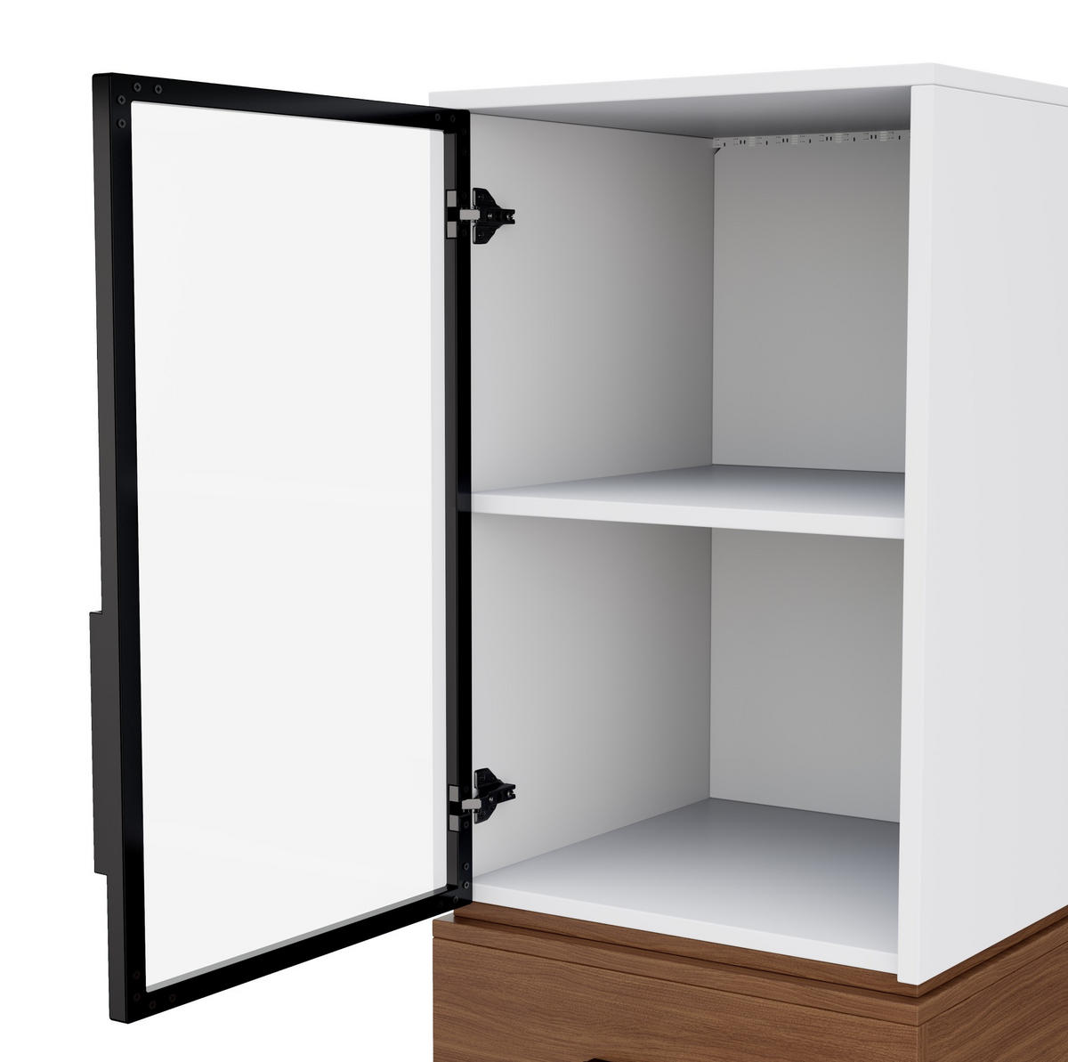 HIGHBOARD mit Glastüren und LED 40/40/200 cm in Weiß mit Schublade - Weiß, Holzwerkstoff (40/200/40cm) - BEAOK