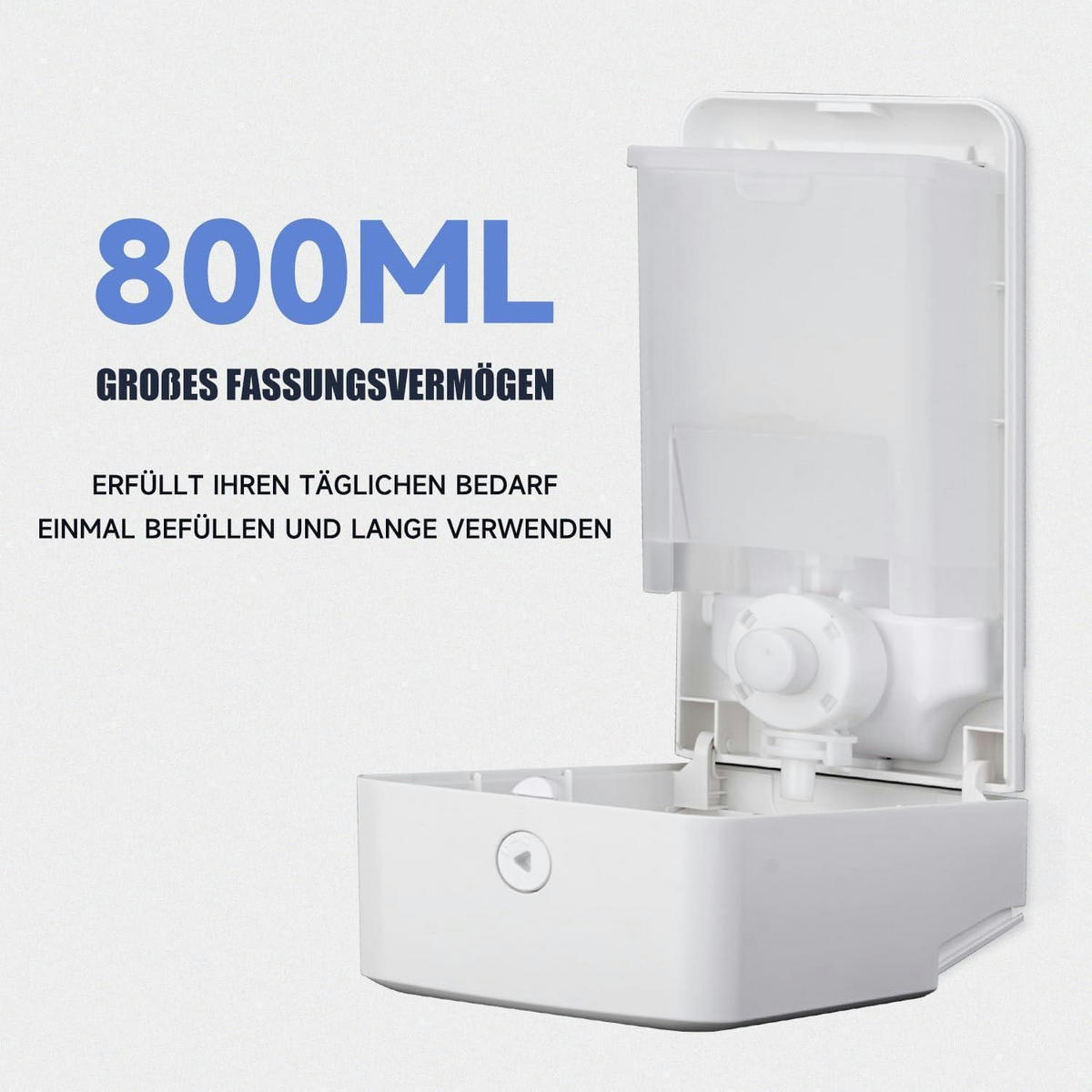 SEIFENSPENDER Wandmontage Ohne Bohren 800ML Weiß - Weiß, Kunststoff (10.6/25.9/12.7cm)