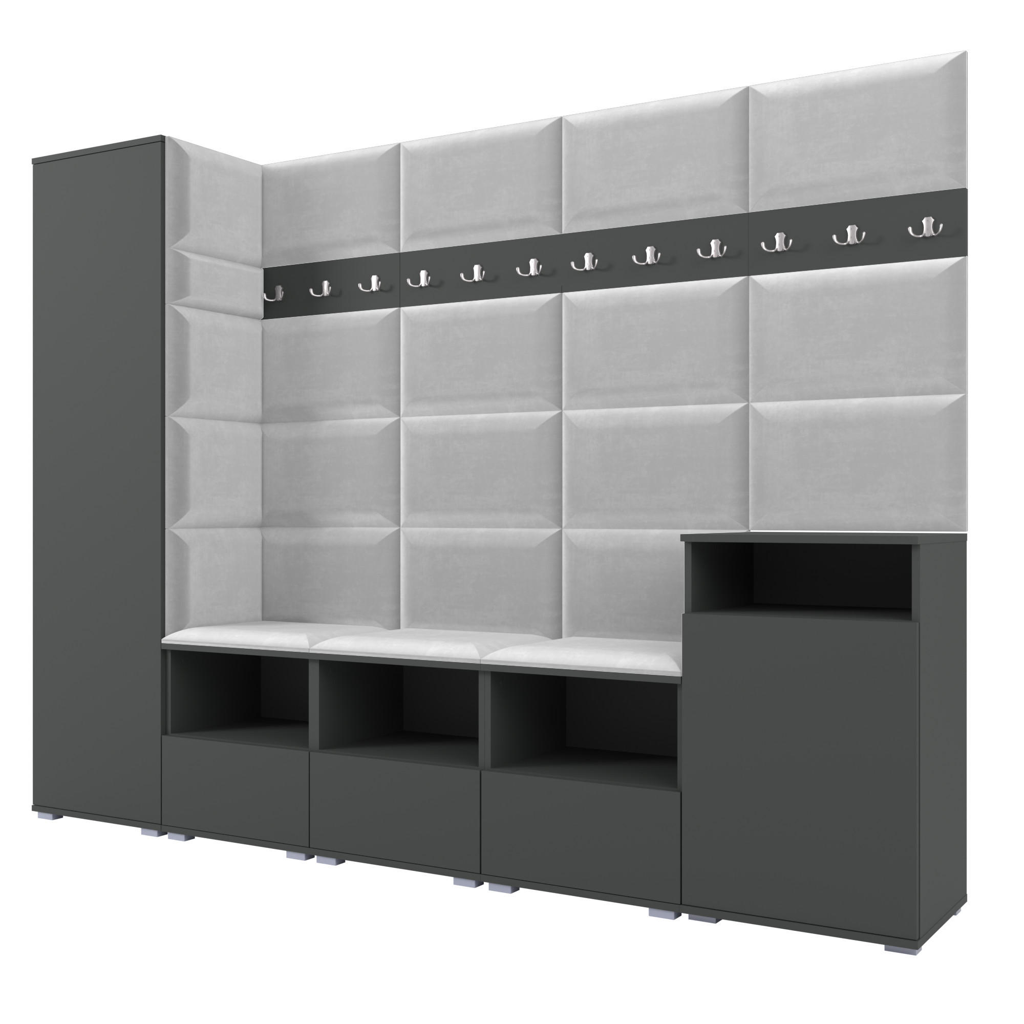 Ravio Garderobe Graphit, Hellgrau 250x187x40 cm