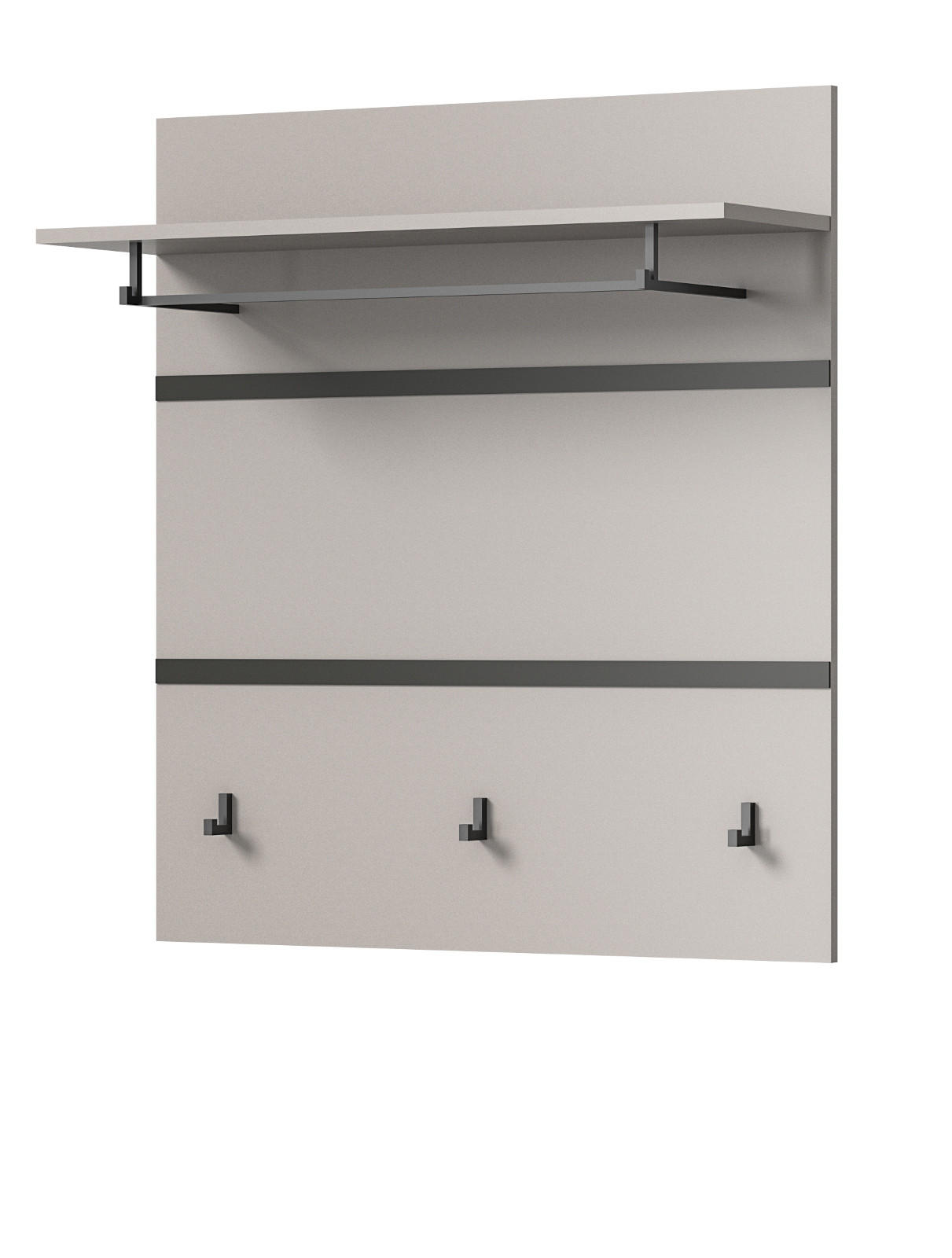GARDEROBENPANEEL grau, schwarz 85 cm, Wandgarderobe mit Kleiderstange - Schwarz/Grau, Holzwerkstoff/Metall (85/93/25cm) - Inn.Furn