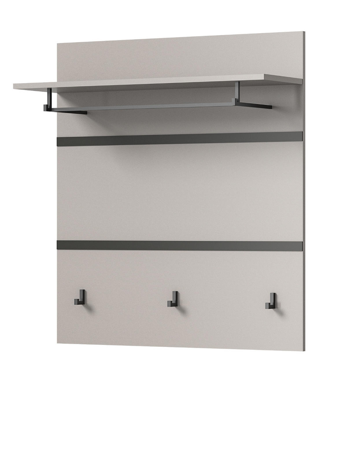 GARDEROBENPANEEL grau, schwarz 85 cm, Wandgarderobe mit Kleiderstange - Schwarz/Grau, Holzwerkstoff/Metall (85/93/25cm) - Inn.Furn