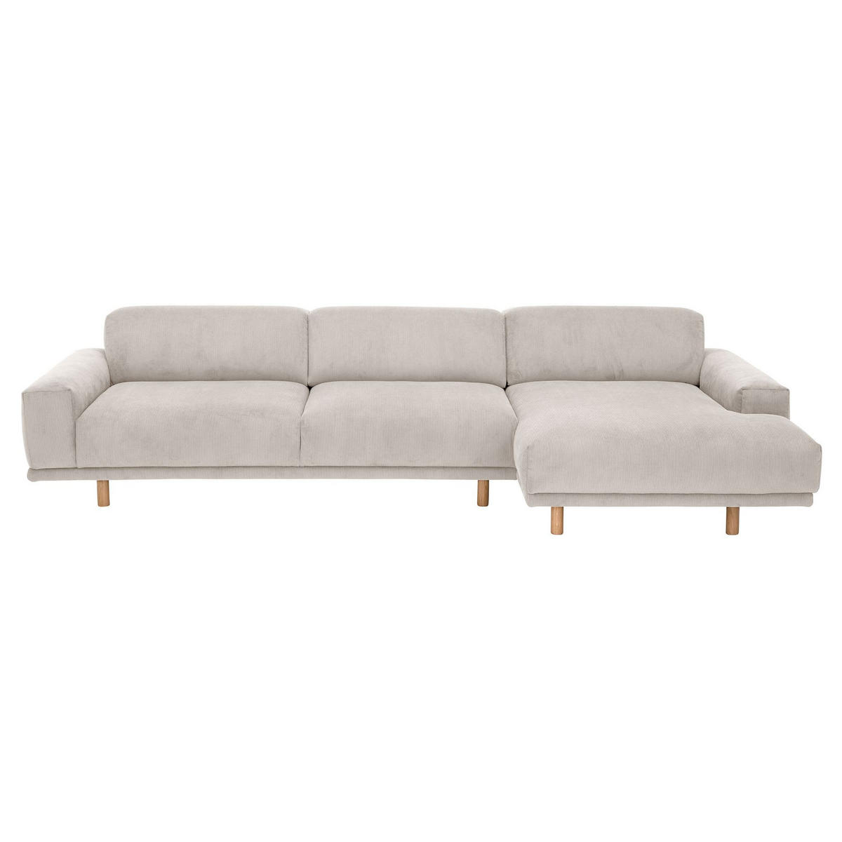 ECKSOFA mit Longchair rechts Kattryna Cordstoff beige - Beige, Kunststoff (133/283cm) - 58aufmkessel