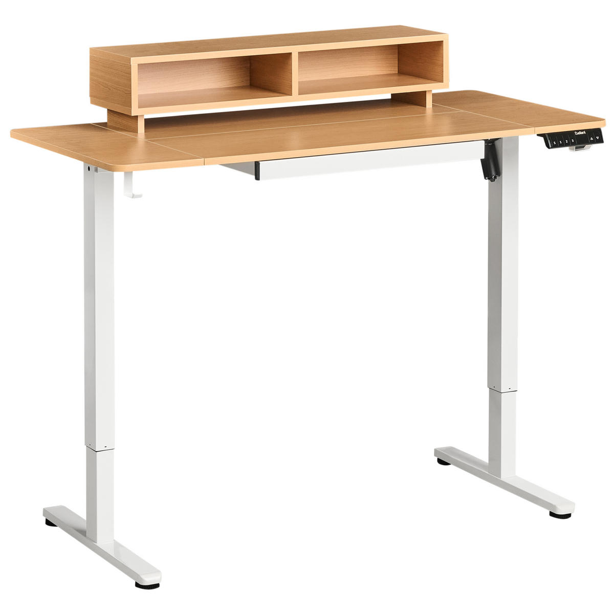 SCHREIBTISCH elektrisch höhenverstellbar 120/60 cm mit USB-Anschluss Hellbraun/Weiß Lucama - Hellbraun/Braun, Holzwerkstoff/Metall (60/120/88cm) - Beliani