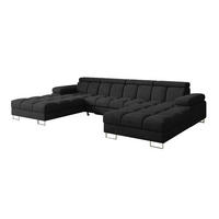 WOHNLANDSCHAFT mit Schlaffunktion und Bettkasten COMA U2 345x203x79 Schwarz Velours - Schwarz, Holzwerkstoff/Textil (345/79/203cm) - ALTDECOR