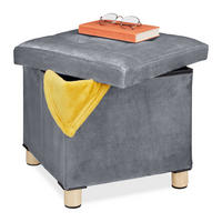 SAMTHOCKER - Grau, Holz/Holzwerkstoff (38/35/38cm) - Relaxdays