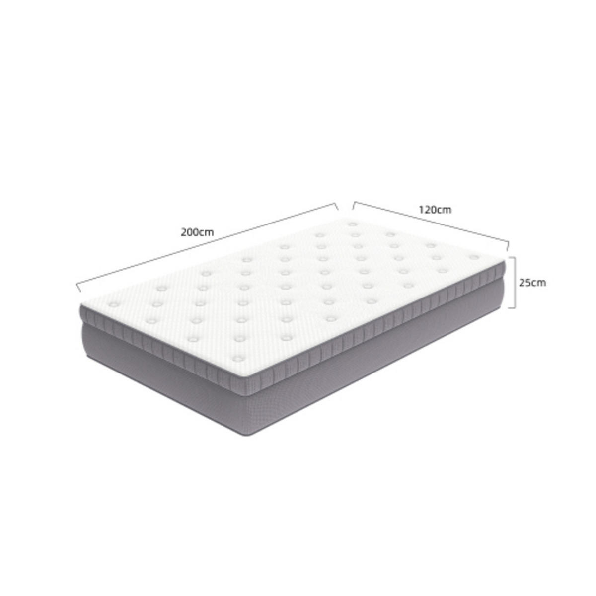 TASCHENFEDERKERNMATRATZE 120 × 200cm mit verstärktem Rand und 7-Zonen-System, altweiß - Weiß, Kunststoff - Luhomfu