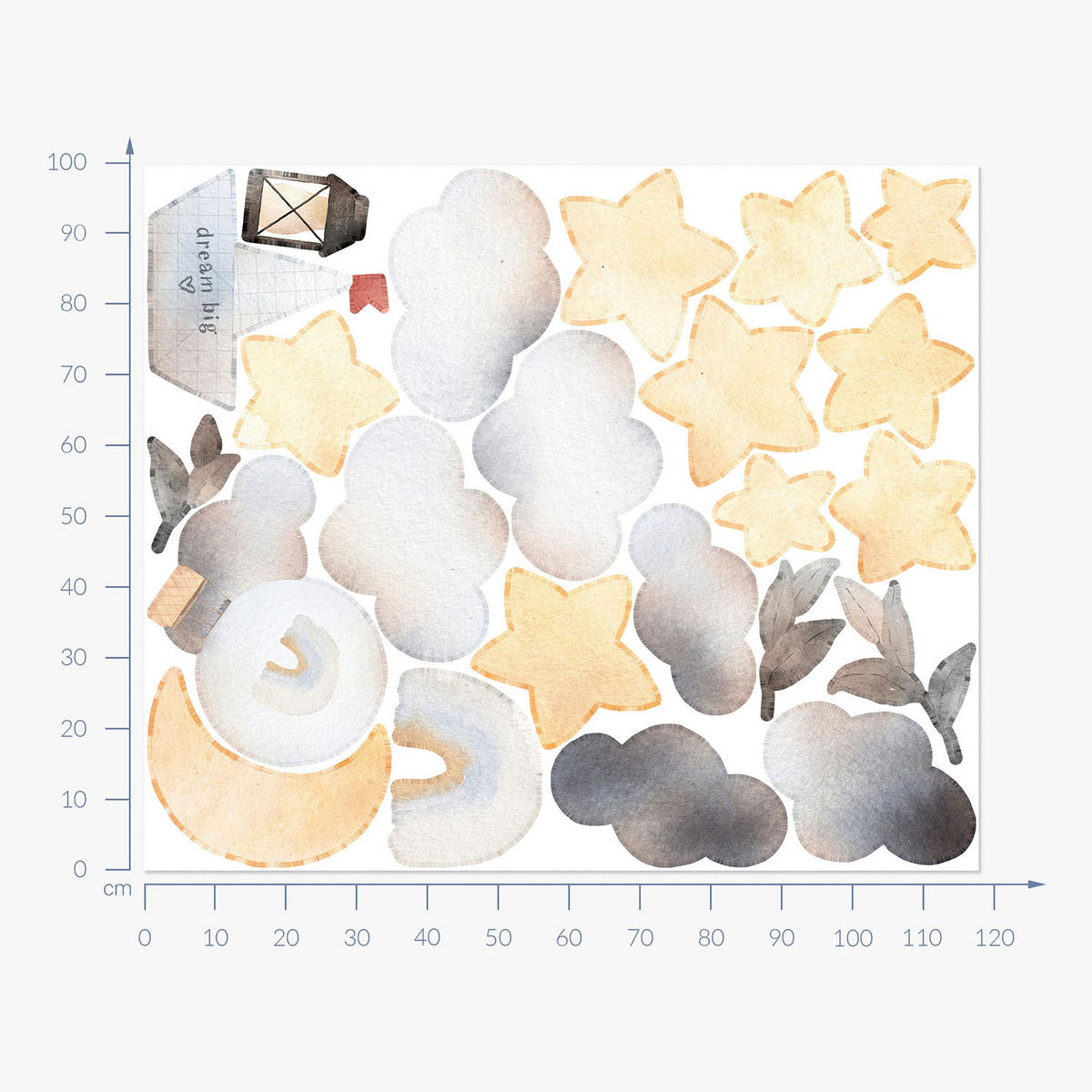 WANDAUFKLEBER 100x118cm - Elemente des Himmels - Multicolor, Kunststoff (100/118/0.1cm) - Wallfluent