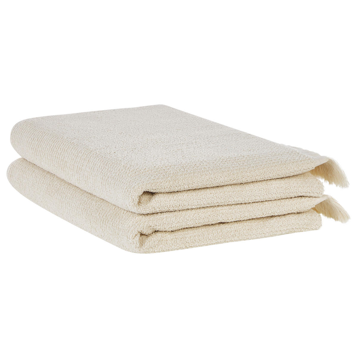 BADEHANDTUCH 2-teilig Beige Atiu - Beige, Textil (100/150cm) - Beliani