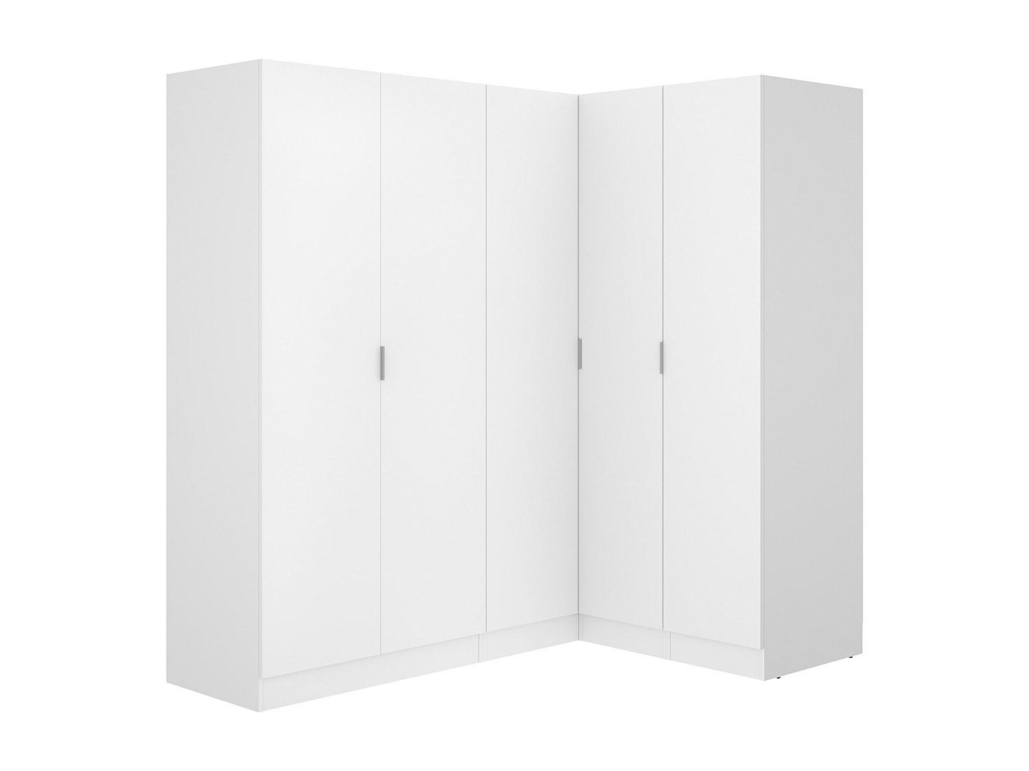 KLEIDERSCHRANK - 173 cm x 132 cm - Holz, Platte - Weiß - LISTOWEL - Weiß, Holz (173/184/132cm) - Vente-Unique