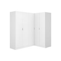 KLEIDERSCHRANK - 173 cm x 132 cm - Holz, Platte - Weiß - LISTOWEL - Weiß, Holz (173/184/132cm) - Vente-Unique
