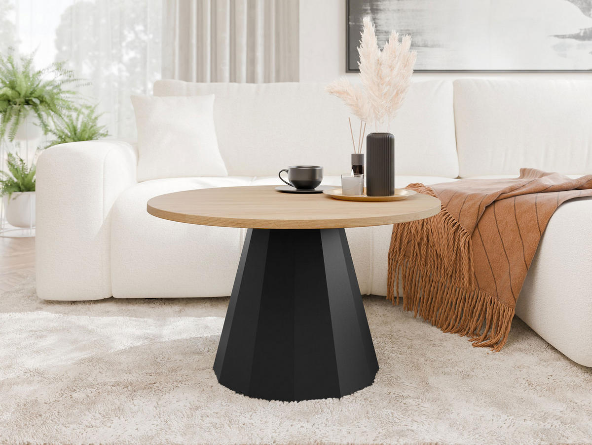 COUCHTISCH Elipse - Schwarz/Braun, Holzwerkstoff/Metall (75/75/45cm) - MIRJAN24
