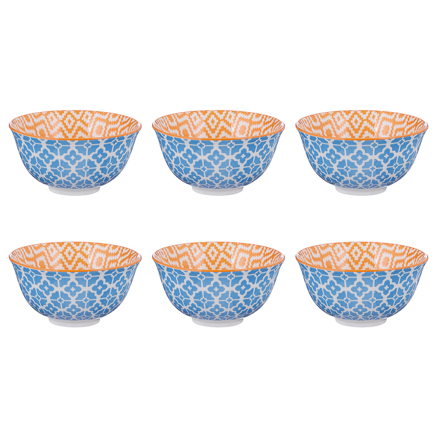 SCHALE (6er Set) Ornaments - Blau/Gelb, Keramik (11/11/5cm) - BUTLERS