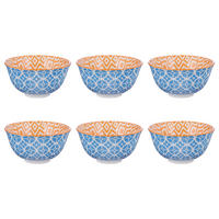SCHALE (6er Set) Ornaments - Blau/Gelb, Keramik (11/11/5cm) - BUTLERS