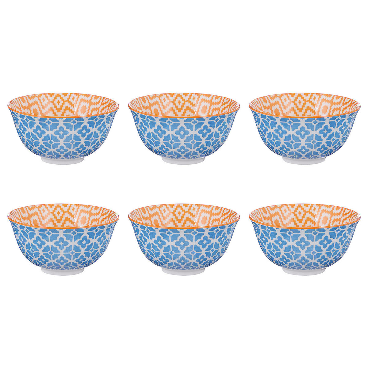 SCHALE (6er Set) Ornaments - Blau/Gelb, Keramik (11/11/5cm) - BUTLERS
