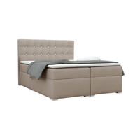 BOXBETT ROSE 140/200 in Velours Beige H4 - Beige, Holz/Holzwerkstoff (140/200cm) - Deine Möbel 24