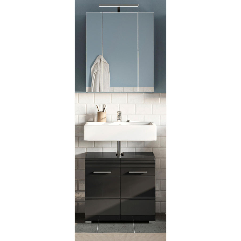 Thumbnail - Inn.Furn Spiegelschrank, Schwarz, Holzwerkstoff, Nachbildung, Uni, 4 Fächer, Rechteckig, 60x70x18 cm, FSC Mix, Badezimme...