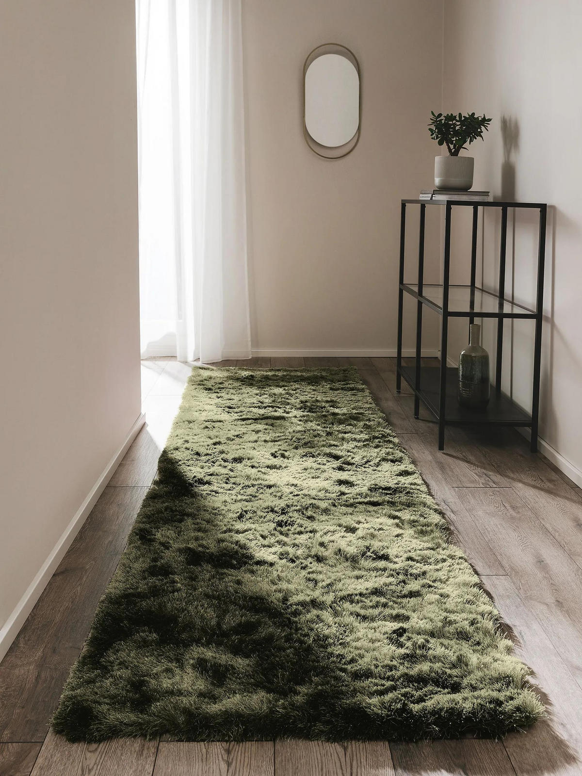 HOCHFLORTEPPICH Whisper Grün 80x300 cm - Grün, Textil (80/300cm) - benuta Nest